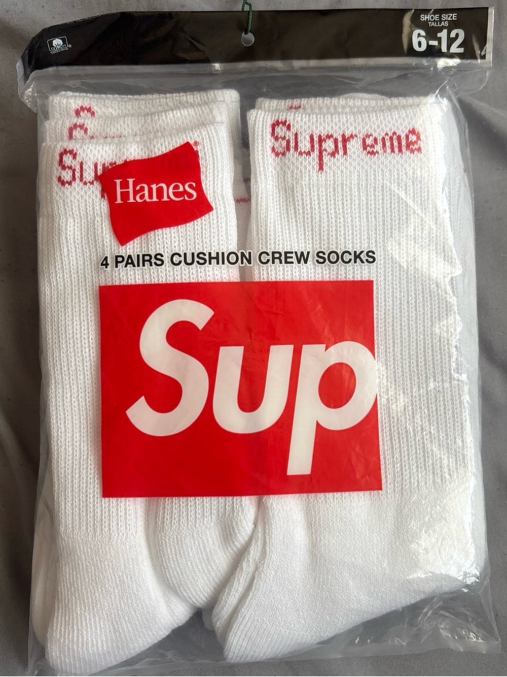 Authentic White Supreme Socks Verified by StockX 4 pairs